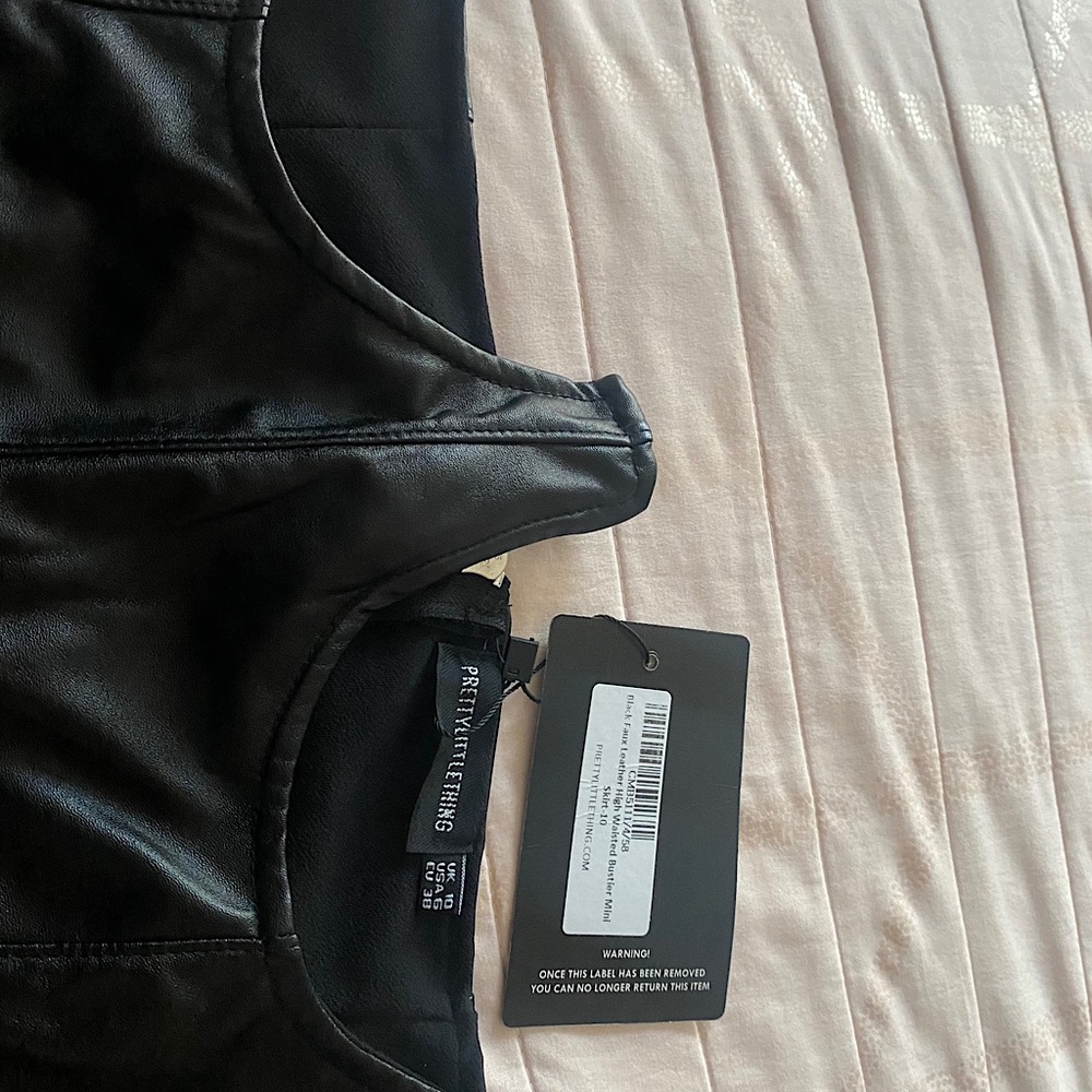 Black Faux Leather High Waisted Bustier Mini Skirt